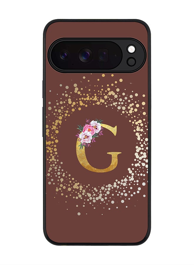 For Google Pixel 10 Pro Case,Slim fit Camera Protection, Shockproof Thin Phone cover  - Custom Monogram Floral - G  (Brown )